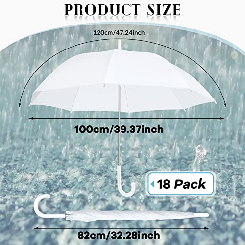 Fabbay 18 Pack White Wedding Umbrella Stick Umbrellas Automatic Open Umbrella With J Hook Handle Canopy Windproof Umbrella For Wedding Bridal Parties (Matting Style) #TOP1
