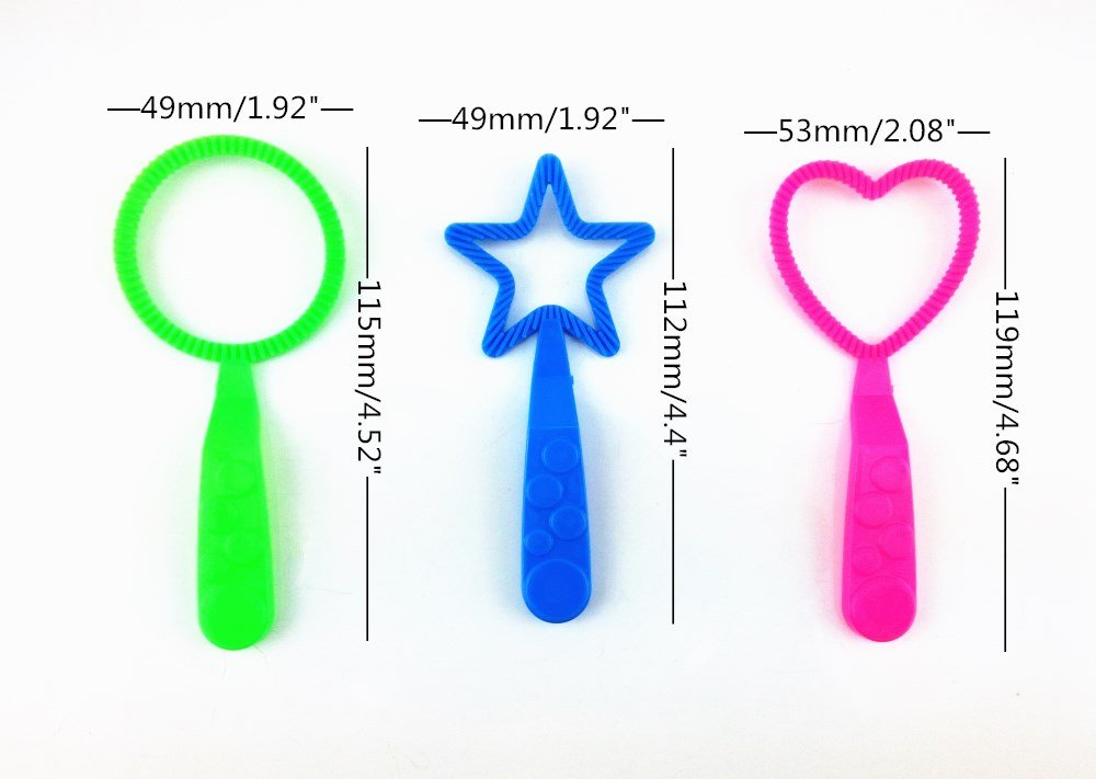 Honbay 12pcs Mix Color Circle Star Heart Shape Bubble Wands - Image 2