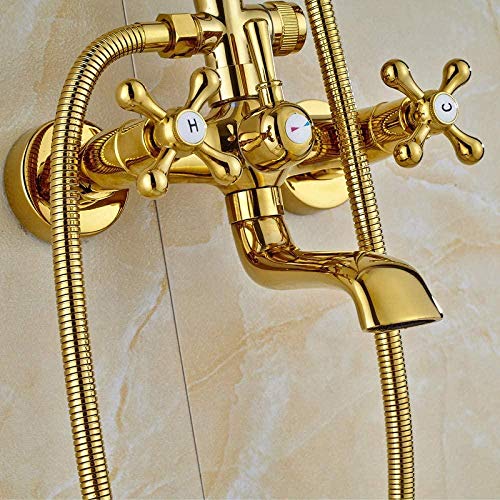 Kit de douche or avec mitigeur baignoire mural LWX