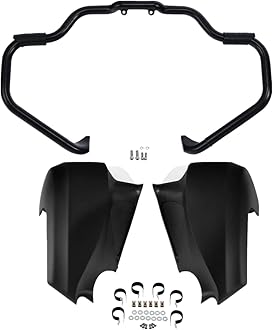 TCT-MOTORPARTS Mustache Engine Guard Highway Crash Bar+ Matte Black Lower Fairing Kit Fit for Indian Roadmaster 2023-2025 Springfield Dark Horse 2016-2025