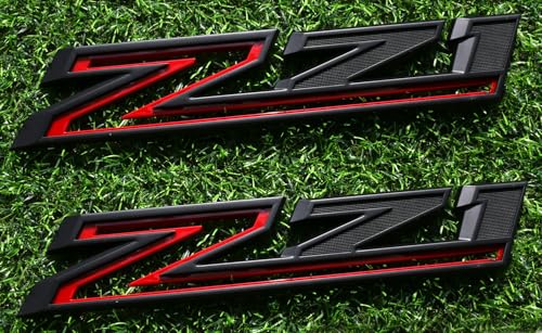 2 Pack 2019-2025 Z71 Emblem Decals Side Badges Compatible with Silverado Z71 Parts 84632695 (Black Red)