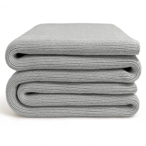Image of Knitted Weighted Blanket for Adults, Gray 62 inchx90 inch 16lbs | Chunky Knit Heavy Cotton Blanket,Gifts for Women Mom Birthday Gifts Presents,Cooling,Breathable,Sustainable,Machine Washable