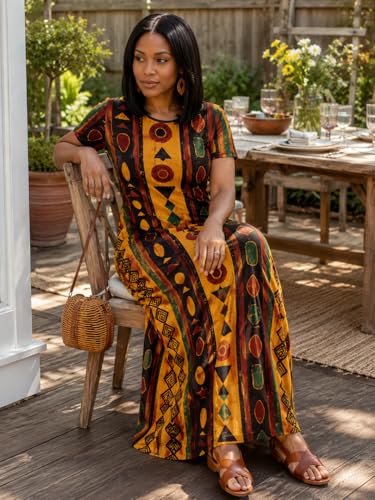 Image of SUZONANA Plus Size Dresses for Women Summer Casual Maxi Dress Short Sleeve Loose Vacation Dress