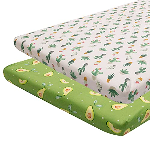 Image of ALVABABY 2 Pack Crib Sheet 100% Organic Cotton Soft and Light Baby Bassinet Pads/Mattress for Boys and Girls 2YTCZW11