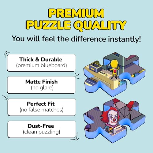 Image of Odd Pieces Jigsaw Puzzles 1000 Pieces with Storytelling Comics, for Women, White Elephant, Mystery Puzzle for Adults & Kids - 19.7'' x 27.6'' Frameable Magic Puzzle Art (Time Keepers)