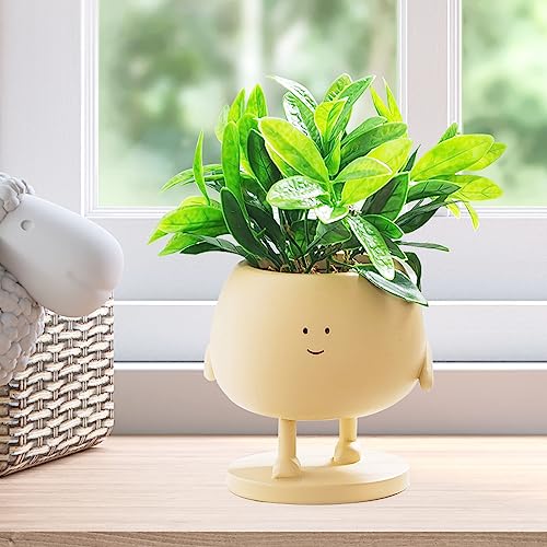 COTYNI Face Pots, Succulent Pots, 5 Inch Head Planters for Indoor Plants Cute Resin Flower Pots with Drainage Hole