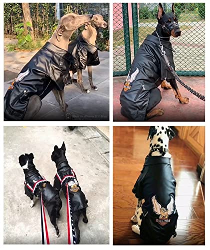 Großer Hundemantel PU Lederjacke Luxus Weicher Hund Parka Mantel Herbst Winter Wasserdicht Mantel Sport Oberbekleidung Kleidung für Kleine Mittlere Hunde (Farbe : Schwarz, Größe : L-L)