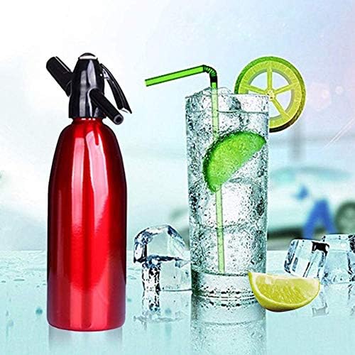 1L Soda Siphon Bottle, Professional Alloy Soda Siphon Carbonated Seltzer Water Maker with Pressure Regulator for Juice Drinks Cocktail,Red