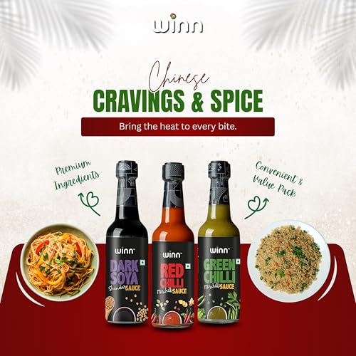 Image of Winn Sauce Trio Pack - Red Chilli 200g, Green Chilli 200g & Dark Soya 220g | Bold Asian Flavours - Spicy, Tangy & Umami| Paste | Clear Ingredients | No MSG or Trans Fats