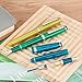 Jinhao 82 Acrylic Fountain Pen, Iridium Fine Nib with Ink Converter, Transparent Peacock Blue Fluorescent Classic Design Smooth Writing Pen (Gold Trim)