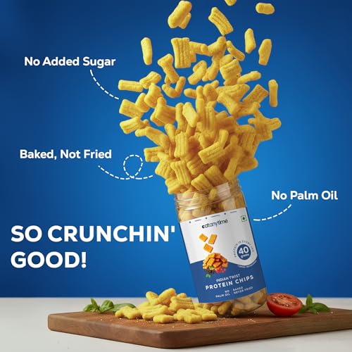 Image of Eat Anytime - Multigrain Protein Chips, Indian Twist | 40 g protein per pack | Baked, Not Fried | No Palm Oil |High Protein, Low Calories (under 160) | 150 g