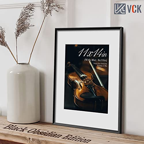 Image of VCK Black 11x14 Aluminum Picture Frames Set of 6 with Shatter-Resistant Real Glass, 11x14 Matted to 8x10 Photo Frame for Wall