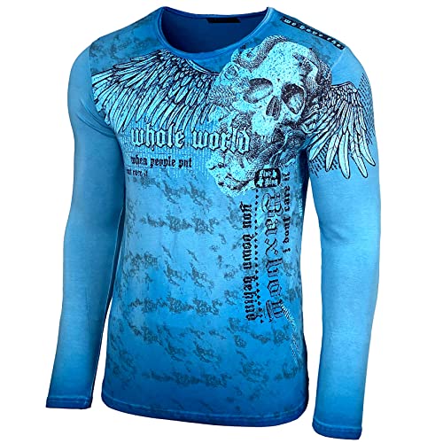Baxboy 709 T-shirt à manches longues et col rond pour homme, Turquoise., L Cover