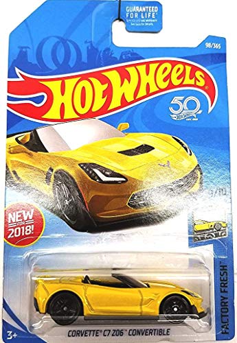 Hot Wheels 2018 Corvette C7 Z06 Convertible 1:64 Amarillo miniatura 1