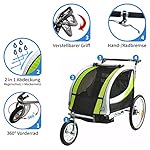 Tiggo Kinderanhänger mit Federung Jogger 2 in 1 Kinderfahrradanhänger Fahrradanhänger Anhänger GRÜN