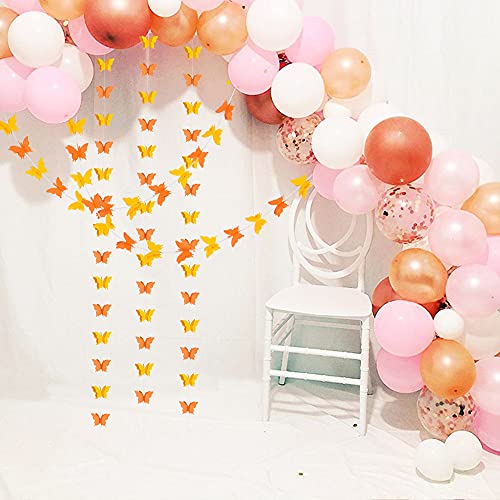 Image of BEISHIDA 5 Pieces 3D Orange Butterfly Paper Garland Hanging Decorative Banner for Home Ceiling Decor Birthday Party Baby Shower Wedding Theme Showcase Decoration Supplies Total 393 Inch Length