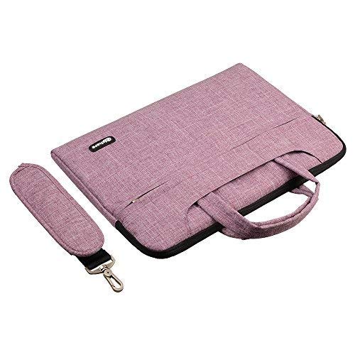 Qishare 13.3 14 Inch Laptop Case Laptop Shoulder Bag, Multi-Functional Notebook Sleeve Carrying Case With Strap For Samsung Acer Asus Lenovo Yoga Macbook Pro 13 Ultrabook Chromebook(Purple Lines) #TOP7
