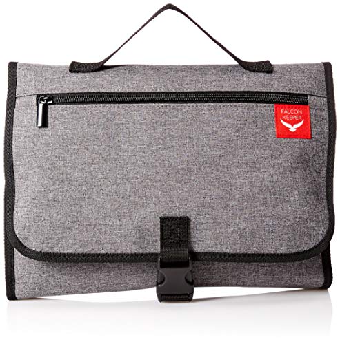 Falcon Keeper Hanging Stackable Travel Toiletry Make-up Undergarments Tiddy Organizer Roll-up Bag (Grey)