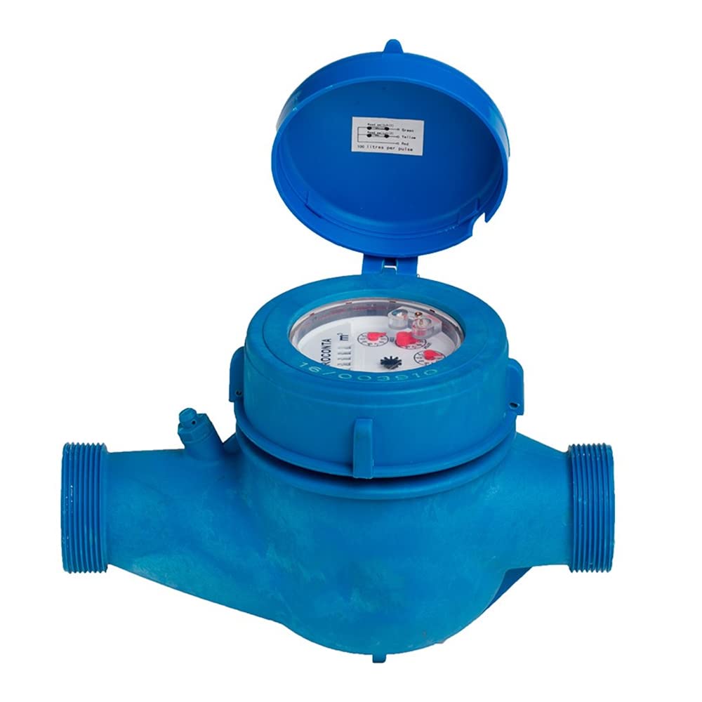 GNCGarden Contador de Agua 25mm de Chorro múltiple Nylon. Contador de Agua para riego, de dominio público hidráulico con aprobación CE. Rosca Entrada y Salida 1" Macho. Racores incluidos