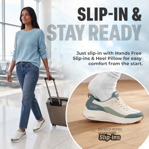 Skechers Femme Contour Foam In Motion Slip-In ENTRAINEUSE, Off White Mesh/Sage Duraleather/Leather/Trim, 37 EU