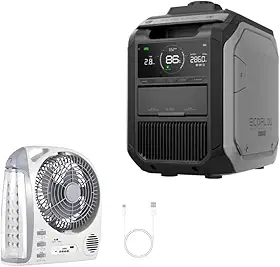 Gerador Inteligente EcoFlow 3000W (Combustível Duplo) + Ventilador 6x1