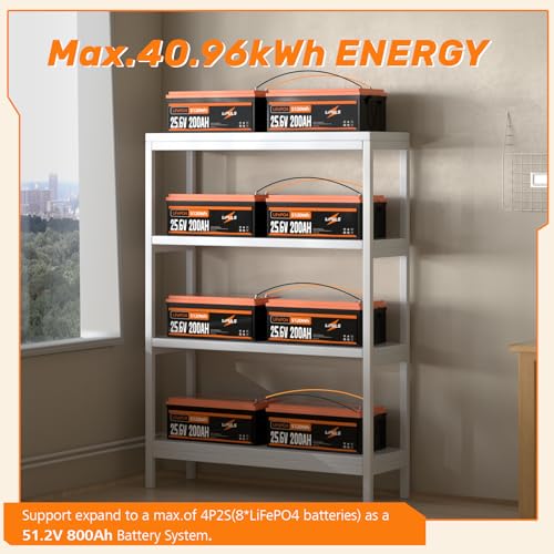 Image of 24V 200Ah LiFePO4 Battery, 5120Wh Lithium Battery with Built-in 100A BMS, 4000-15000 Cycles & 10 Years Lifetime, Max. 5120W Load Power Perfect for RV, Solar Panel,Home Backup, Camping