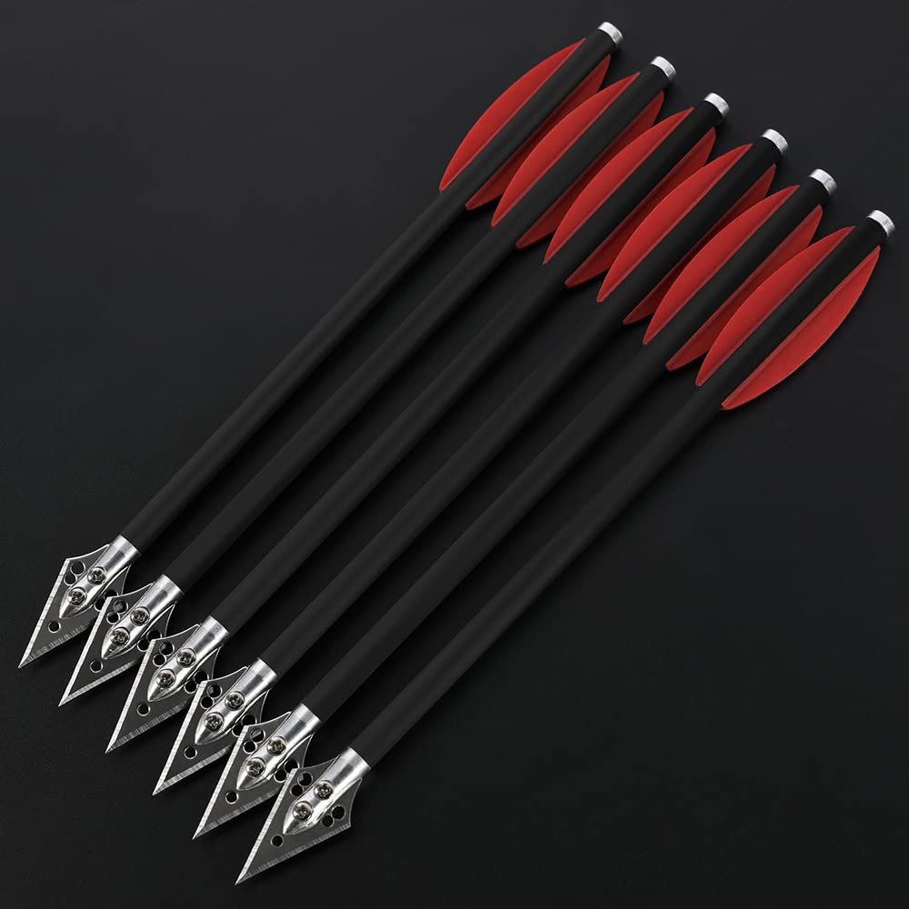 SHARROW Tiro con L'Arco Frecce di Balestra in Carbonio 7 Pollici Balestra Bulloni Frecce di Caccia con 2 Lame Broadheads in Acciaio per la Pratica di Balestra Caccia
