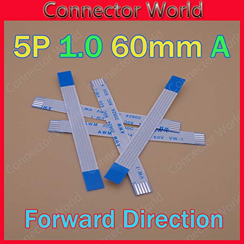 Wiring Connecting Terminals 10-100pcs FFC FPC Flat Flexible 5p Cable 1.0mm Pitch 5 pin Forward Length 60mm Width 6mm 5pin Ribbon Flex Cable - (Color: 50pcs)