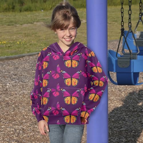 Monarch Butterfly Kids Boys Girls Sweatshirts Sweater Long Sleeve Pullover Hoodies Kangaroo Pocket4