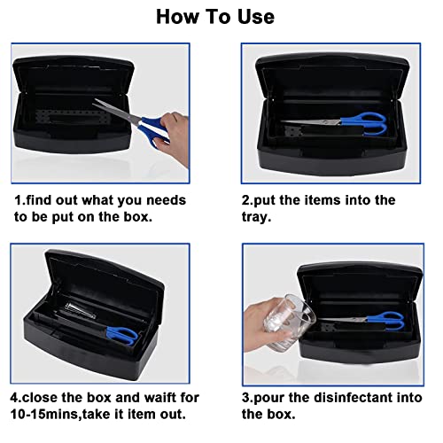 Lxiangn Nail Art Tool Sterilizer Tray,Plastic Clean Sanitizing Box Sterilizing Container Storage For Nail Tools,Tweezers,Hair Salon,Spa & Cutter Manicure Equipment (Black) #TOP5