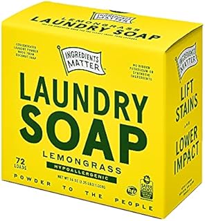 Ingredients Matter | Laundry Soap Powder - Lemongrass Scent - HE/Hypoallergenic, Natural, Detergent-Free, Eco-Friendly - Made in the USA - 36 oz, 72 Loads