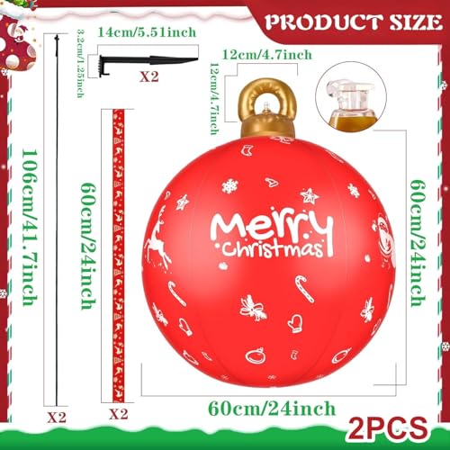 KAHEIGN 2Pcs Giant Inflatable Christmas Balls - Image 3