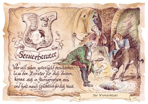 Die Staffelei Geschenk Steuerberater/Witziges Gedicht mit liebevoller Zeichnung auf hochwertigem