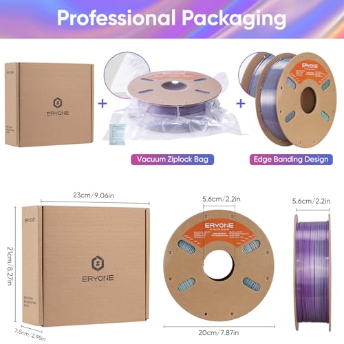 Image of ERYONE Silk Filament PLA+ 1.75mm Shiny 3D Printer Filament, Multicolor PLA 4 in 1, 1kg (2.2LBS) /Spool, HS Silk Quadruple Color Royal Essence (Purple & Silver & Black & Green)