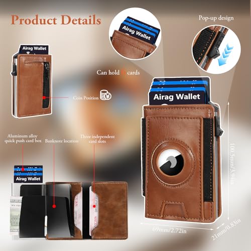 Slim Minimalist Wallet for Men with Tracking Holder - RFID Blocking Front Pocket Card Holder (Apricot)2