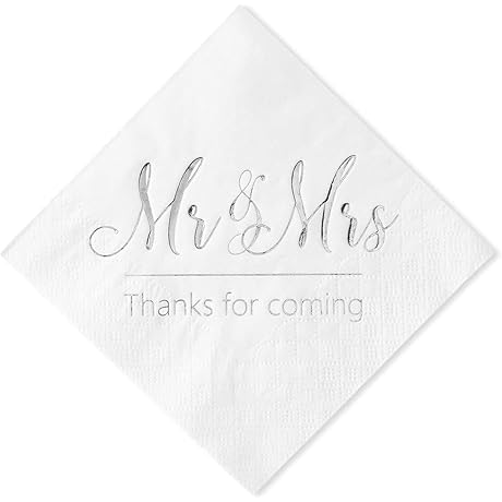 Crisky Mr & Mrs Silver Wedding Napkins
