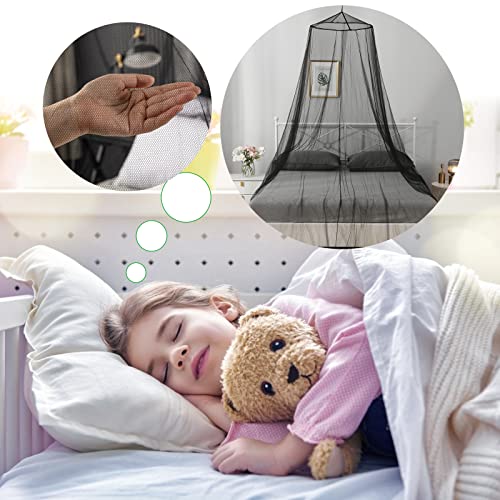 VISATOR Mosquito Net Bed Canopy for Girls,King Canopy Bed Curtains Queen Size from Ceiling,Dome Mosquito Netting Bed Tent Twin Girls Canopy Bed Decor for Baby Crib,Kid Bed and Adult Beds (Black)