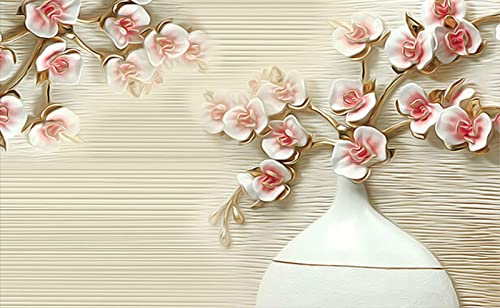 Papier peint 3D fleur murale pour masquer un mur nu de salon 400x280cm