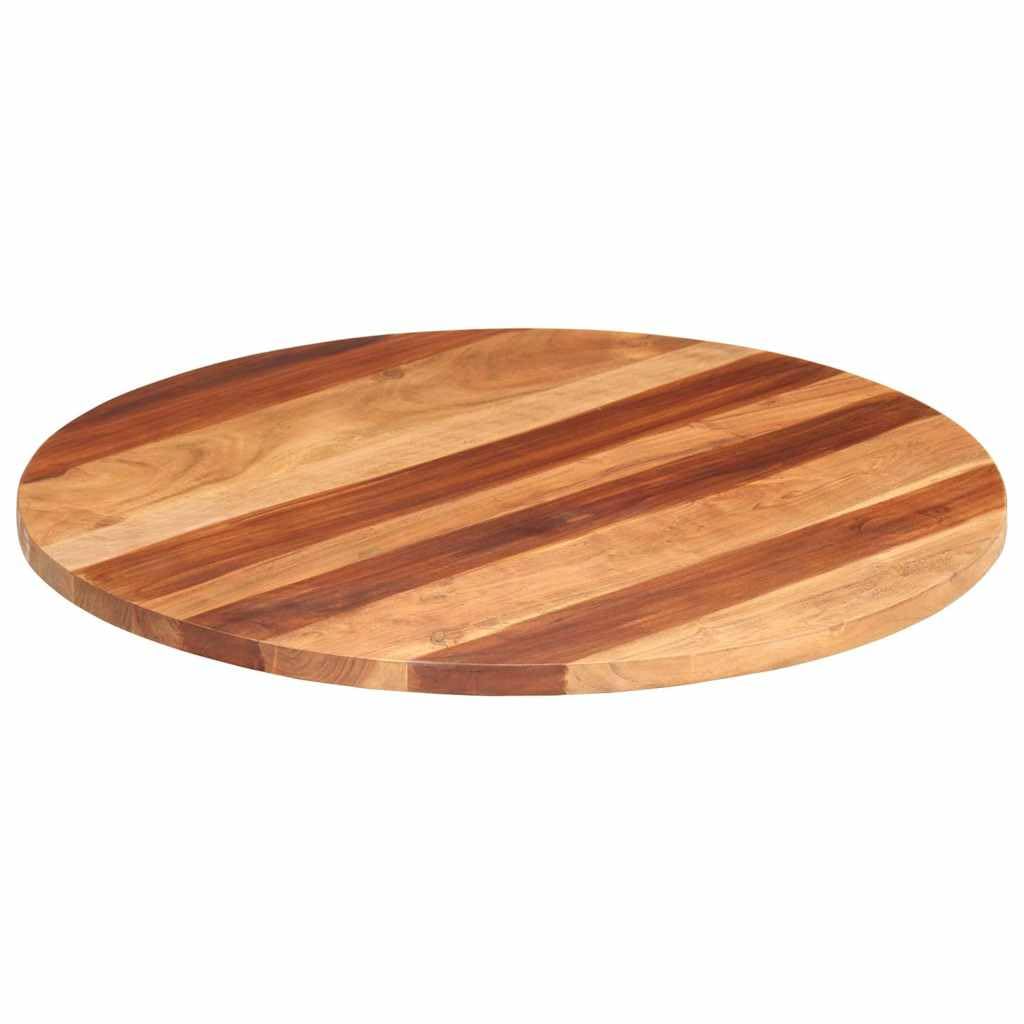 Mesa redonda de 80 cm en madera de acacia maciza con acabado rústico y elegante