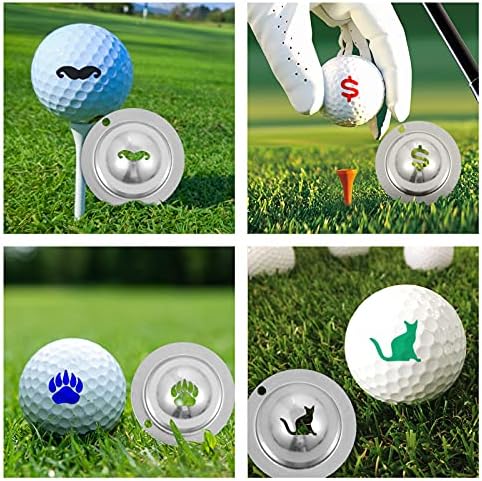 KUANGCI Stainless Steel Cup Golf Ball Marker Personalized Golf Balls Tool Alignment Tool Custom Golf Ball Line Marker with 4 Dedicated Pens