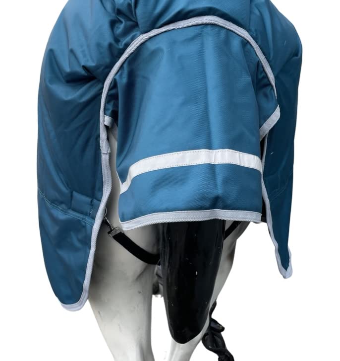 1680Denier Ballistic Nylon HEAVYDUTY Horse Winter Blanket 300GSM (Waterproof/Breathable/Snow & Wind Proof Horse Turnout Blanket) (76, Teal-Grey-Trim)