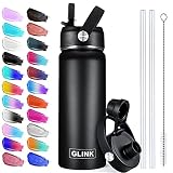 Glink Stainless Steel Water Bottle with Straw, 32 oz Wide Mouth Double Wall Vacuum Insulated Water B