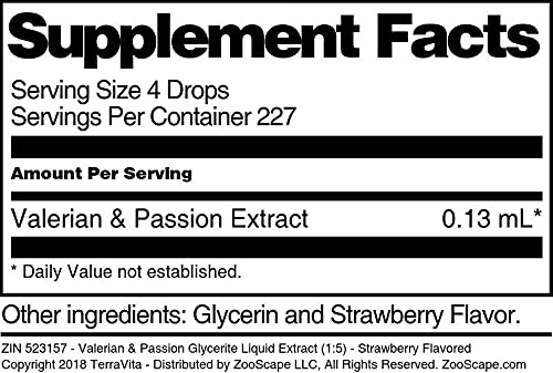 Miniatura 5 de Valerian & Passion Glycerite Liquid Extract (15) - Sabor a fresa (1 oz, ZIN 523157)