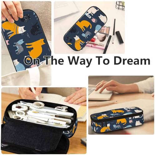 Image of Yekiua Kittens Pen Bag Cute Different Creative Childish Cats Large Pencil Case Big Capacity Pencil Pouch Pencil Holder Colorful