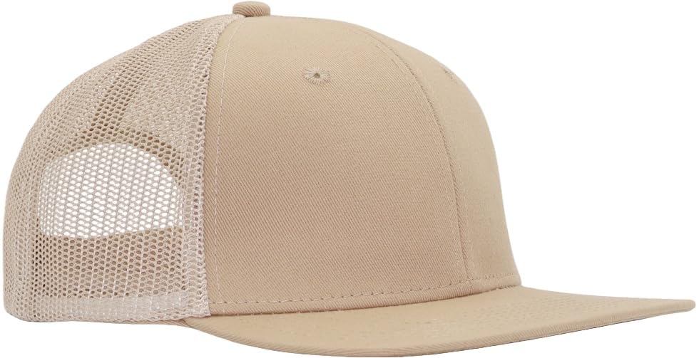 Image of Flat Bill Snapback Mesh Hats | Fits OSFM & XXL Big Head | Blank Solid Color Adjustable Trucker Hat for Men