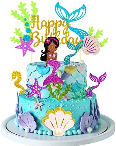 Amazon Com Mermaid Cake Topper Mermaid Birthday Cake Topper Mermaid Cake Decorations For Birthday Party Wedding Baby Shower Mermaid Party Favors Supplies Grocery Gourmet Food