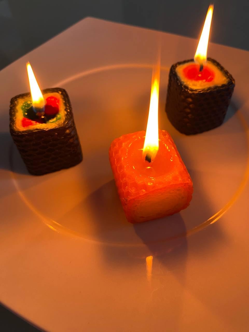 Fun Birthday Candles Sushi Candle Gift Beeswax Candles Set Fun Food for Friends Girls Sushi Roles Handmade Creative Gift Box Pack of 12pcs from PodaryVSIM