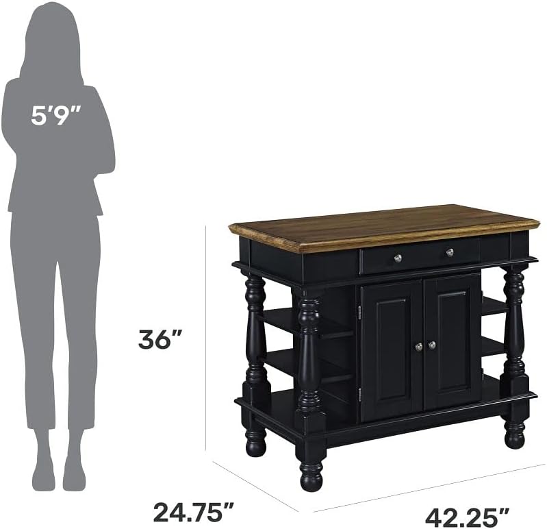Home Styles Americana Kitchen Island, Black