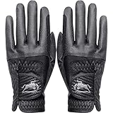 Horse Riding Gloves Women PU Leather Equestrian Horseback Comfortable Grip Ladies Girls Glove Lightweight Breathable Touchscreen Stretchable for Outdoor Sport (Dark Black, Medium)