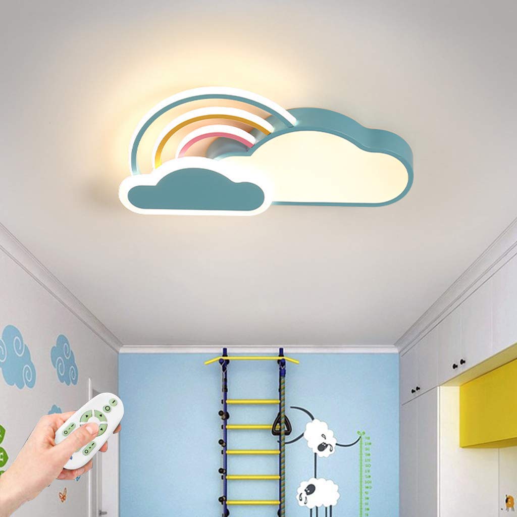 YZSJ Ceiling Lamp Led Ceiling Light Kids Room White Clouds Rainbow Boys and Girls Ceiling Lighting Ceiling Spot Baby Lamp Light Bedroom for Cartoon Lampshade,Blue,Dimmable